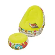 Inflatable Single Chair Sofa Blow Up Seat Outdoor Camping/Gaming Folding Lounger Yellow
