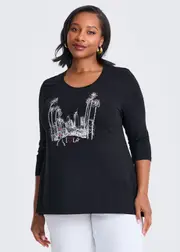 [TS] Taking Shape Natural Daytime Glam Top Size 24 in Black, Viscose - Plus Size Women's Tops & T Shirts Black