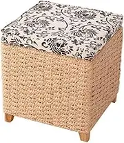 Ottoman Footstools Stools Footstool Step Stools Work Stool Step Stool Rattan Storage Box Sort Out Square Wearing Shoes Change Shoes Totem (Color : Primary Color, Size : 40 * 40 * 43cm)