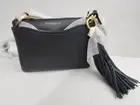 Donna Karan NY Glenwood Crossbody Pebbled Leather Tassel Bag - Black/Gold NWT