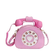 Nevenka Women Telephone Shaped Handbag Retro Phone Top-Handle Crossbody Bags-Pink