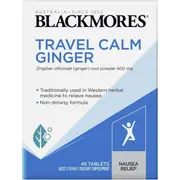 Blackmores Travel Calm Ginger 45 Tablets