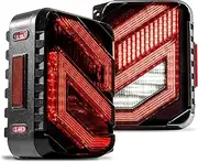 TRUE MODS LED Tail Lights Compatible with 2007-2018 Jeep Wrangler JK JKU [DOT] [Dark-Smoked] [Turn Signal & Reverse] Z-Shape Sport Sahara Rubicon Unlimited Stop Rear Brake Taillight Bulb Accessories