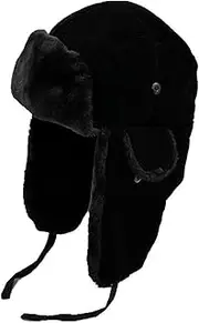 [TINAYAUE] Russian Ushanka Hat Unisex Winter Hat Trapper Hat for Men Women Warm Plush Hat Hunters Hat Black Cold Snow Hat Ear Flaps Hunting Hat Outdoor Windproof SKi Cap Cycling Hat, Black, One size