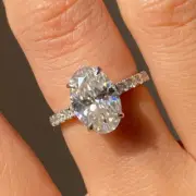 Hidden Halo Oval Cut Moissanite Engagement Ring Simple Wedding Proposal Ring Her