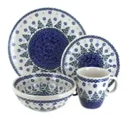 Blue Rose Polish Pottery Festive Fir 16 Piece Dinnerware Set