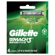 Gillette Mach3 Sensitive Razor Refills, 4-Pack for Sensitive Skin