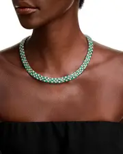Bloomingdale's Fine Collection Emerald & Diamond Statement Necklace in 14K White Gold, 19