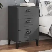 bedside cabinet storage 3 drawers grey engineered wood 40x35x65 cm 4913