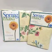 NEW Vintage Springmaid Yellow Summer Days Floral King Flat Sheet & 2 Pillow Case