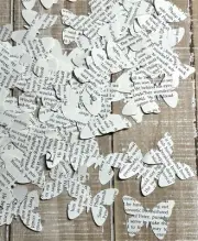Book page butterfly confetti table decor junk journal ephemera set of 100