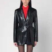 [Sportmax] Long black leather jacket 38 IT Black