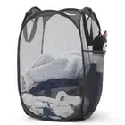 Upgraded 105L Collapsible Mesh Pop Up Laundry Hamper with 1 Pack Black Plus