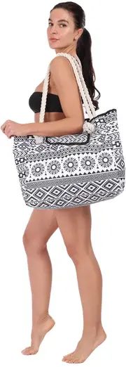 Mandala Boho Waterproof Canvas Beach Bag Beach Tote for Travel Gym Swim and Beach Holiday