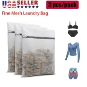 3Pcs Durable Honeycomb Mesh Laundry Bags for Delicates Travel Storage Gray Small