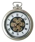 Roman Numeral 50Cm Stainless Steel Exposed oval Gear Moving Clock
