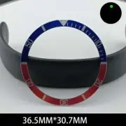 36.5/30.7mm Green Lume Aluminum Blue+Red Watch Bezel Slope White Font