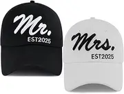 [Goyklrb] 2PCS Mr Mrs Baseball Hats for Men Women, Newlywed Honeymoon Wedding Gifts, Funny Adjustable 3D Embroidered Hat Couples Set