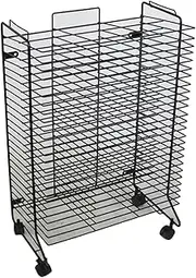 Art Drying Rack,Mobile Metal Rack 25 Shelves,Art Rack for Kids,for Childcare Centers and Art Classes, Art Classroom or Studio (Color : Black)