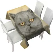 Cats Art Paintings Yellow Eye Cranky Grey Cat Tablecloth