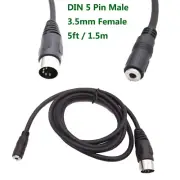 Din MIDI 5 Pin Male Plug to 3.5mm Stereo Female Socket Audio Adapter Cable 1.5m