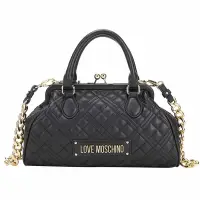 在飛比找Yahoo奇摩購物中心優惠-LOVE MOSCHINO 金屬字母絎縫皮手提/斜背祖母包(