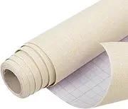 Arthome Cream Faux Grasscloth Paper,40x610cm Self Adhesive Wallpaper Waterproof Gloss PVC Vinyl, Oil Proof, Vinyl Paper for Furniture Cover Surface,Kitchen,Shelf Liner