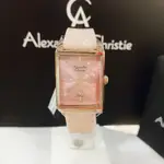 ALEXANDRE CHRISTIE ✨氣質粉色立體花方型女錶 石英錶膠錶帶 原廠保固一年 實體店面出貨