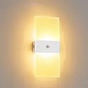 Lancoon Motion Sensor Light Wall Sconce with Magnetic Design Body Sensing Warm Lights LED Acrylic Rechargeable 3W 2200mAh for Indoor Bedside Living Room Kitchen Hallway