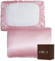 ORCA Satin Pillow Covers for Hair Treatments, Travel-Friendly, Ultra-Soft, Anti-Friction for Less Breakage & Stain Protection - 2 Pack (Pink)