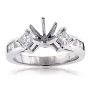 1.00 Ct. TW Princess Diamond Engagement Semi Mount F Color Vs-2 Clarity 14 kt