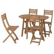 ASKHOLMEN gateleg table+4 chairs, outdoor, foldable dark brown