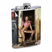 Texas Pin Up Girls D 8 Flask 8oz Stainless Steel Hip Drinking Whiskey