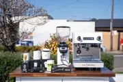 La Carimali Nimble 1 Group White Coffee Machine, Dip DKS-65 Grinder & Accessories Package