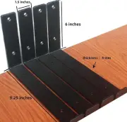 4 Pack 9.25" L x 6" H x 1.5" W J Lip Floating Shelf Brackets Rustic Farmhouse