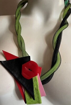 Nita Angeletti OOAK Art To Wear TANGO Necklace Leather Statement