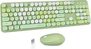 UBOTIE Colorful Computer Wireless Keyboards Mouse Combos, Typewriter Flexible Keys Office Full-Sized Keyboard, 2.4GHz Dropout-Free Connection and Optical Mouse