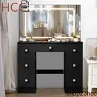 39.4" Large Makeup Vanity Table Set LED Lighted Mirror 7 Drawers Dressing Table