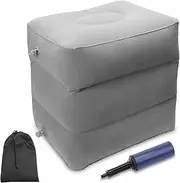 AHIER Travel Foot Rest Pillow, Inflatable Travel Leg Rest Pillow Bed for Foot Rest on Airplanes, Cars, Trains, Office, and Kids to Sleep on Long Flights (Grey) (Grey)