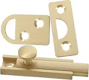 HOMSFOU 90degree Sliding Door Latch Angle Brass Security Lock for Bedrooms Barns Versatile Door Latch Extra Security Feature Gold Finish Dual Installation Options