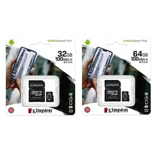 KINGSTON 32G 64G microSDHC SDXC 100MB/s Plus U1 C10 金士頓 記憶卡