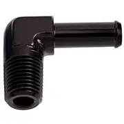 Aeroflow 90 Deg 1/4" Npt to 5/16" Barb Black Straight Male to Male - AF842-04-05BLK
