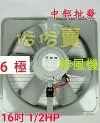 在飛比找Yahoo!奇摩拍賣優惠-『中部批發』 16吋 1/2HP 6極 工業排風機 吸排 通