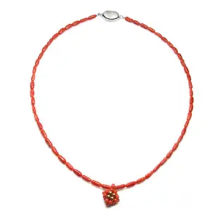大東山珠寶 絕美 深海珍貴全紅珊瑚項鍊 14K金 直管+圓珠
