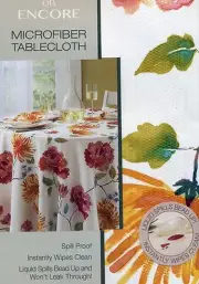 FLOWERED MICROFIBER TABLECLOTH - LIQUIDS BEAD UP WON'T LEAK NEW SQUARE OR OBLONG