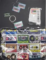 Retro Style Stocking Stuffer Mix tape Earrings Keychain Zipper Pouch