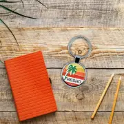 VILLA CRAFT Fresno California Keychain with Epoxy Dome and Metal Keyring