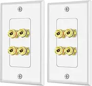 Tunghey 2Pack Gold Plated Speaker Wall Plate With Banana Plug for 2 Speakers