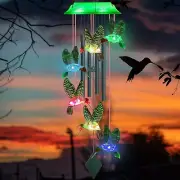 Solar Wind Chimes for Outside - 37" WANQDG 6 LED Hummingbird Color Changing W...