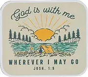 Inspirational Refrigerator Scripture Magnet for Men and Women with Bible Verse: God is with Me - Joshua 1:9 Mountain Scene Design, Home & Kitchen Decorations, Size 2.4" x 2.8"